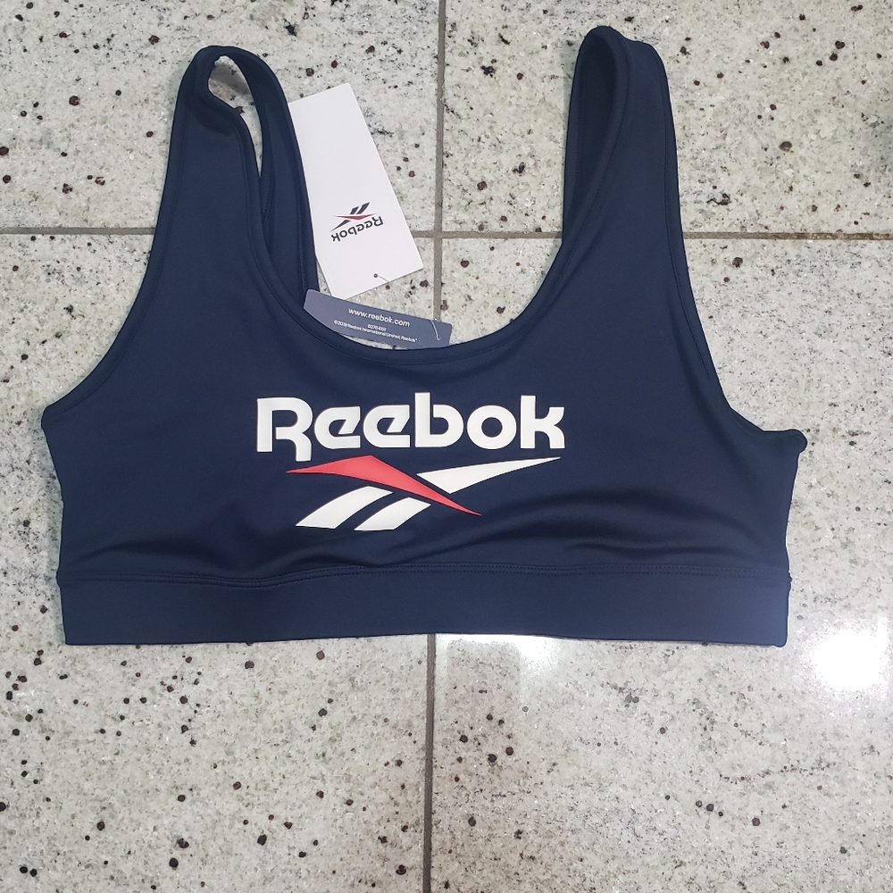 NWT Reebok Vector Bralette Sports Bra Navy Blue Medium